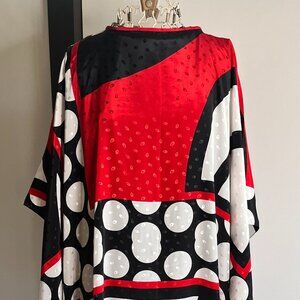 Vintage 1960's Bold Geometric Print Silk Caftan